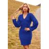 imagePRETTYGARDEN Womens Fall Mini Bodycon Dress Long Puff Sleeve V Neck Fitted Party Club Dresses