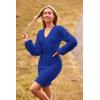 imagePRETTYGARDEN Womens Fall Mini Bodycon Dress Long Puff Sleeve V Neck Fitted Party Club Dresses