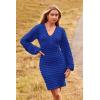 imagePRETTYGARDEN Womens Fall Mini Bodycon Dress Long Puff Sleeve V Neck Fitted Party Club Dresses
