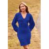 imagePRETTYGARDEN Womens Fall Mini Bodycon Dress Long Puff Sleeve V Neck Fitted Party Club Dresses