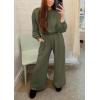 imagePRETTYGARDEN Womens Fall One Piece Jumpsuits Dressy Casual Long Sleeve Elastic Waist Pockets Wide Leg Long Pants Rompers Army GreenMedium