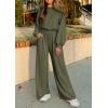 imagePRETTYGARDEN Womens Fall One Piece Jumpsuits Dressy Casual Long Sleeve Elastic Waist Pockets Wide Leg Long Pants Rompers Army GreenMedium