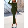 imagePRETTYGARDEN Womens Fall Sweater Dress 2026 Long Sleeve Off Shoulder Slit Maxi Bodycon Cocktail Party Dresses Spring FashionArmy Green