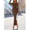 imagePRETTYGARDEN Womens Fall Sweater Dress 2026 Long Sleeve Off Shoulder Slit Maxi Bodycon Cocktail Party Dresses Spring FashionDark Brown