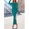 imagePRETTYGARDEN Womens Fall Sweater Dress 2026 Long Sleeve Off Shoulder Slit Maxi Bodycon Cocktail Party Dresses Spring FashionDark Cyan
