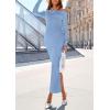 imagePRETTYGARDEN Womens Fall Sweater Dress 2026 Long Sleeve Off Shoulder Slit Maxi Bodycon Cocktail Party Dresses Spring FashionLight Blue