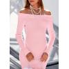 imagePRETTYGARDEN Womens Fall Sweater Dress 2026 Long Sleeve Off Shoulder Slit Maxi Bodycon Cocktail Party Dresses Spring FashionLight Pink