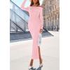 imagePRETTYGARDEN Womens Fall Sweater Dress 2026 Long Sleeve Off Shoulder Slit Maxi Bodycon Cocktail Party Dresses Spring FashionLight Pink