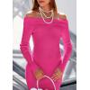 imagePRETTYGARDEN Womens Fall Sweater Dress 2026 Long Sleeve Off Shoulder Slit Maxi Bodycon Cocktail Party Dresses Spring FashionRose Red