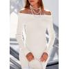 imagePRETTYGARDEN Womens Fall Sweater Dress 2026 Long Sleeve Off Shoulder Slit Maxi Bodycon Cocktail Party Dresses Spring FashionWhite