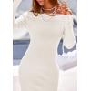 imagePRETTYGARDEN Womens Fall Sweater Dress 2026 Long Sleeve Off Shoulder Slit Maxi Bodycon Cocktail Party Dresses Spring FashionWhite