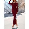 imagePRETTYGARDEN Womens Fall Sweater Dress 2026 Long Sleeve Off Shoulder Slit Maxi Bodycon Cocktail Party Dresses Spring FashionWine Red