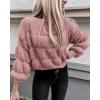 imagePRETTYGARDEN Womens Fall Sweaters Casual Crew Neck Pullover Long Puff Sleeve Loose Plain Chunky Knit Cute Blouse Tops