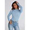 imagePRETTYGARDEN Womens Fall Y2K Going Out Crop Tops Long Sleeve Mock Neck Ruched Slim Fitted Basic Trendy Casual T Shirts Blouse BlueMedium