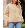 imagePRETTYGARDEN Womens Faux Fur Coat 2026 Fall Fuzzy Fleece Button up Shearling Cropped Jackets Winter Trendy OuterwearBeige