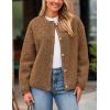 imagePRETTYGARDEN Womens Faux Fur Coat 2026 Fall Fuzzy Fleece Button up Shearling Cropped Jackets Winter Trendy OuterwearBrown