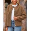 imagePRETTYGARDEN Womens Faux Fur Coat 2026 Fall Fuzzy Fleece Button up Shearling Cropped Jackets Winter Trendy OuterwearBrown