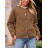 imagePRETTYGARDEN Womens Faux Fur Coat 2026 Fall Fuzzy Fleece Button up Shearling Cropped Jackets Winter Trendy OuterwearBrown