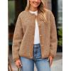 imagePRETTYGARDEN Womens Faux Fur Coat 2026 Fall Fuzzy Fleece Button up Shearling Cropped Jackets Winter Trendy OuterwearCamel