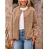 imagePRETTYGARDEN Womens Faux Fur Coat 2026 Fall Fuzzy Fleece Button up Shearling Cropped Jackets Winter Trendy OuterwearCamel