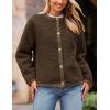 imagePRETTYGARDEN Womens Faux Fur Coat 2026 Fall Fuzzy Fleece Button up Shearling Cropped Jackets Winter Trendy OuterwearCoffee