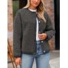 imagePRETTYGARDEN Womens Faux Fur Coat 2026 Fall Fuzzy Fleece Button up Shearling Cropped Jackets Winter Trendy OuterwearDark Grey