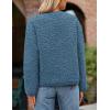 imagePRETTYGARDEN Womens Faux Fur Coat 2026 Fall Fuzzy Fleece Button up Shearling Cropped Jackets Winter Trendy OuterwearDenim Blue