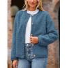 imagePRETTYGARDEN Womens Faux Fur Coat 2026 Fall Fuzzy Fleece Button up Shearling Cropped Jackets Winter Trendy OuterwearDenim Blue