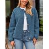 imagePRETTYGARDEN Womens Faux Fur Coat 2026 Fall Fuzzy Fleece Button up Shearling Cropped Jackets Winter Trendy OuterwearDenim Blue