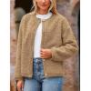 imagePRETTYGARDEN Womens Faux Fur Coat 2026 Fall Fuzzy Fleece Button up Shearling Cropped Jackets Winter Trendy OuterwearKhaki
