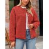 imagePRETTYGARDEN Womens Faux Fur Coat 2026 Fall Fuzzy Fleece Button up Shearling Cropped Jackets Winter Trendy OuterwearRed