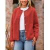 imagePRETTYGARDEN Womens Faux Fur Coat 2026 Fall Fuzzy Fleece Button up Shearling Cropped Jackets Winter Trendy OuterwearRed