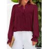 imagePRETTYGARDEN Womens Lace Long Sleeve Button Down BlouseJujube Red