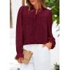 imagePRETTYGARDEN Womens Lace Long Sleeve Button Down BlouseJujube Red