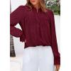imagePRETTYGARDEN Womens Lace Long Sleeve Button Down BlouseJujube Red
