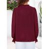 imagePRETTYGARDEN Womens Lace Long Sleeve Button Down BlouseJujube Red