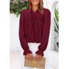 imagePRETTYGARDEN Womens Lace Long Sleeve Button Down BlouseJujube Red