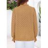 imagePRETTYGARDEN Womens Lace Long Sleeve Button Down BlouseKhaki