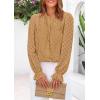 imagePRETTYGARDEN Womens Lace Long Sleeve Button Down BlouseKhaki