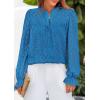 imagePRETTYGARDEN Womens Lace Long Sleeve Button Down BlouseLake Blue