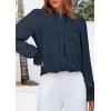 imagePRETTYGARDEN Womens Lace Long Sleeve Button Down BlouseNavy
