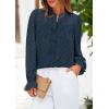 imagePRETTYGARDEN Womens Lace Long Sleeve Button Down BlouseNavy