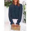 imagePRETTYGARDEN Womens Lace Long Sleeve Button Down BlouseNavy