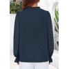 imagePRETTYGARDEN Womens Lace Long Sleeve Button Down BlouseNavy