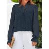 imagePRETTYGARDEN Womens Lace Long Sleeve Button Down BlouseNavy