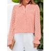 imagePRETTYGARDEN Womens Lace Long Sleeve Button Down BlousePink