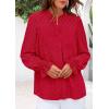 imagePRETTYGARDEN Womens Lace Long Sleeve Button Down BlouseRed