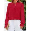imagePRETTYGARDEN Womens Lace Long Sleeve Button Down BlouseRed