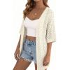 imagePRETTYGARDEN Womens Lightweight Summer Cardigans 2026 Short Sleeve Knit Crochet Coverups Spring Boho Beach Vacation ClothesOffwhite