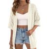 imagePRETTYGARDEN Womens Lightweight Summer Cardigans 2026 Short Sleeve Knit Crochet Coverups Spring Boho Beach Vacation ClothesOffwhite